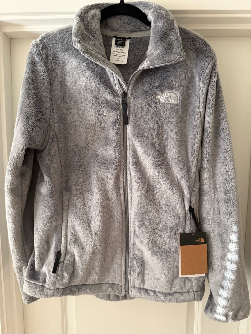 The North Face Women's Light Gray Plush Teddy Fleece Jacket